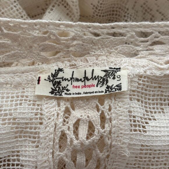 Intimately Free People See Me At Sunset Robe Kimono Lace Boho Cream Large K168 - Picture 10 of 13